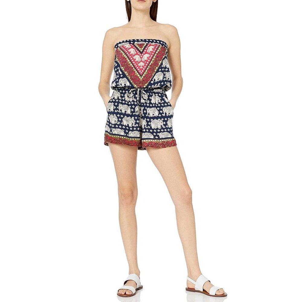 Angie Boho Elephant Print Romper Size Large Festival